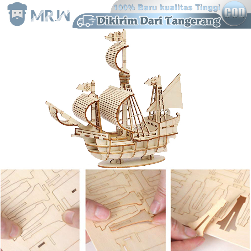 Jual 1set Ship Model Kit DIY Model Kapal Bajak Laut Puzzle 3d Kayu ...